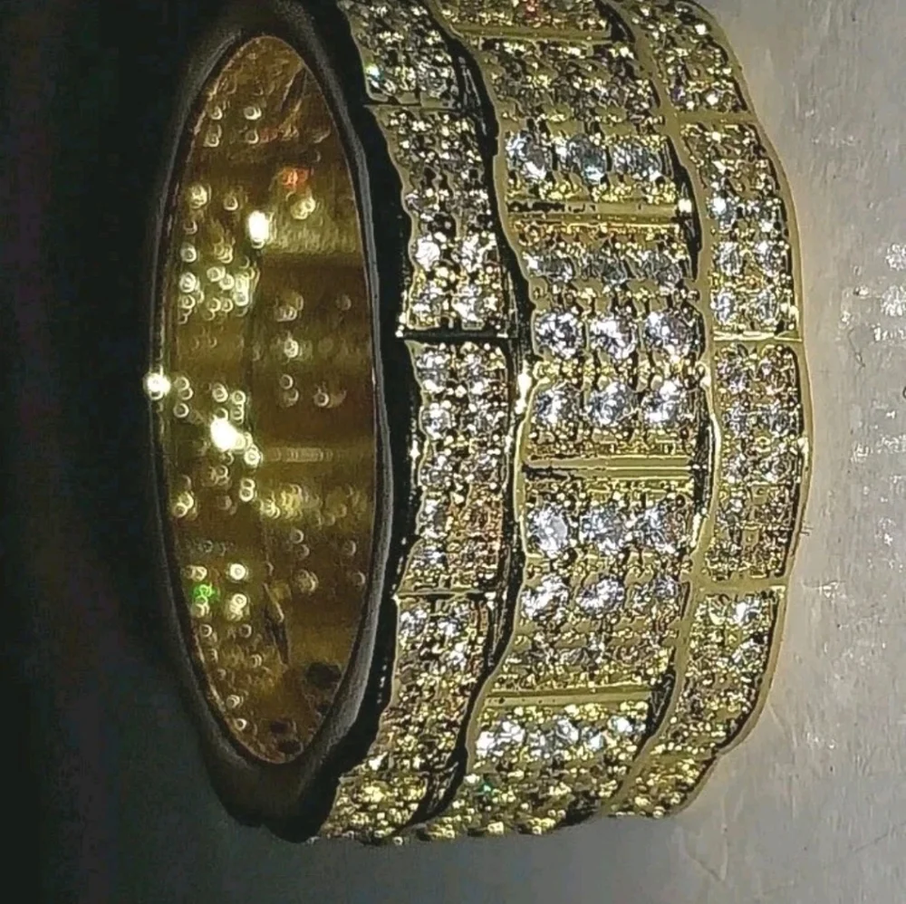 Exquisite Luxurious Micro Pave Cubic Zirconia Hip Hop Blinged Out Ring For Men